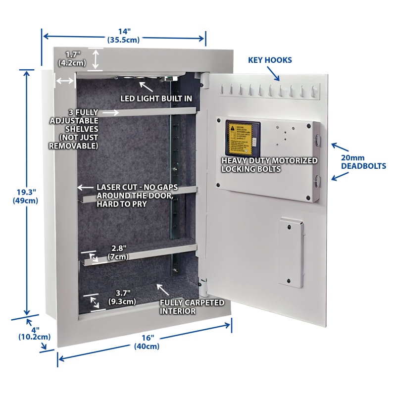 Viking VS-52BLXW Hidden in Wall Safe Biometric Safe White - Image 3