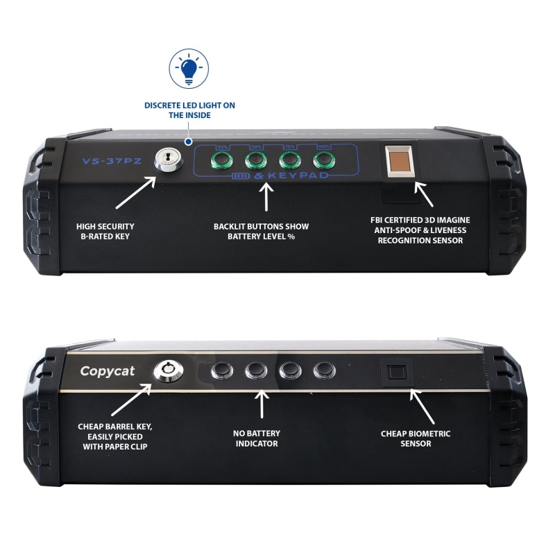 Viking VS-37PZ Biometric Pistol Safe with FBI Certified Fingerprint Sensor - Image 6