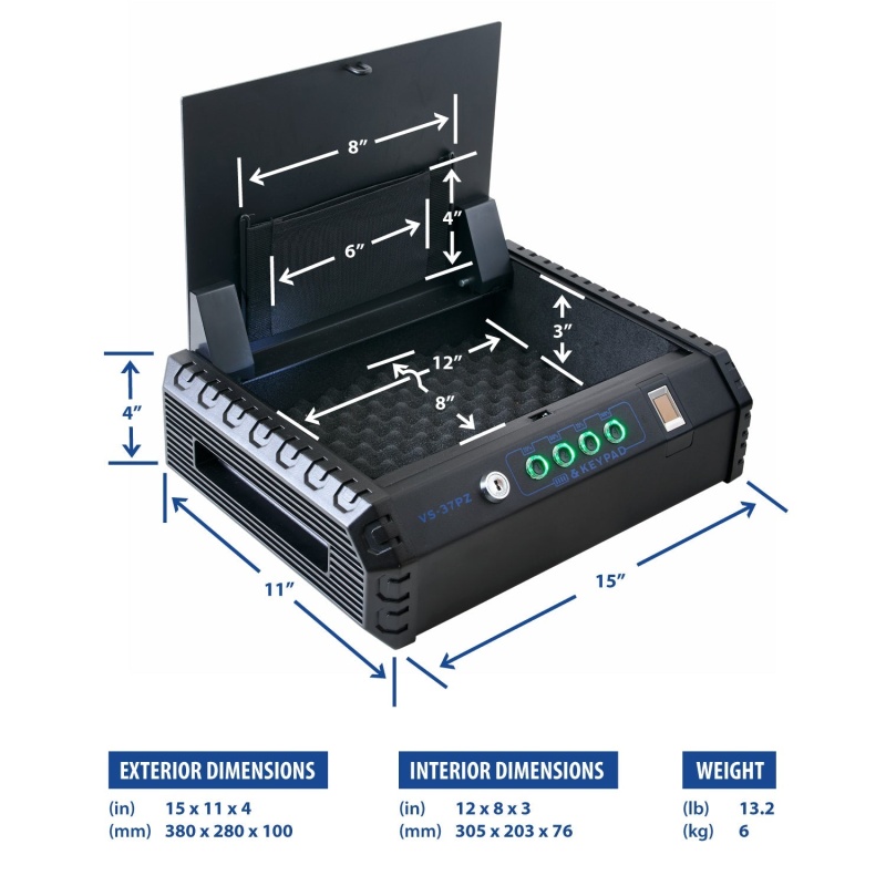 Viking VS-37PZ Biometric Pistol Safe with FBI Certified Fingerprint Sensor - Image 5