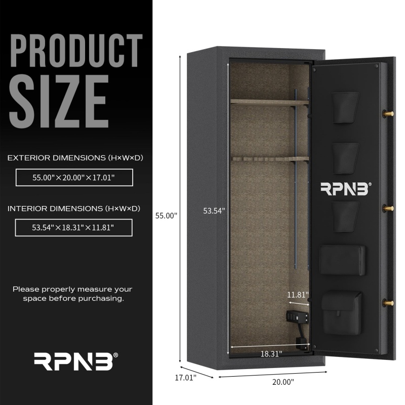 RPNB RPFS14-B 14 Gun Fireproof Biometric Gun Safe Black - Image 5