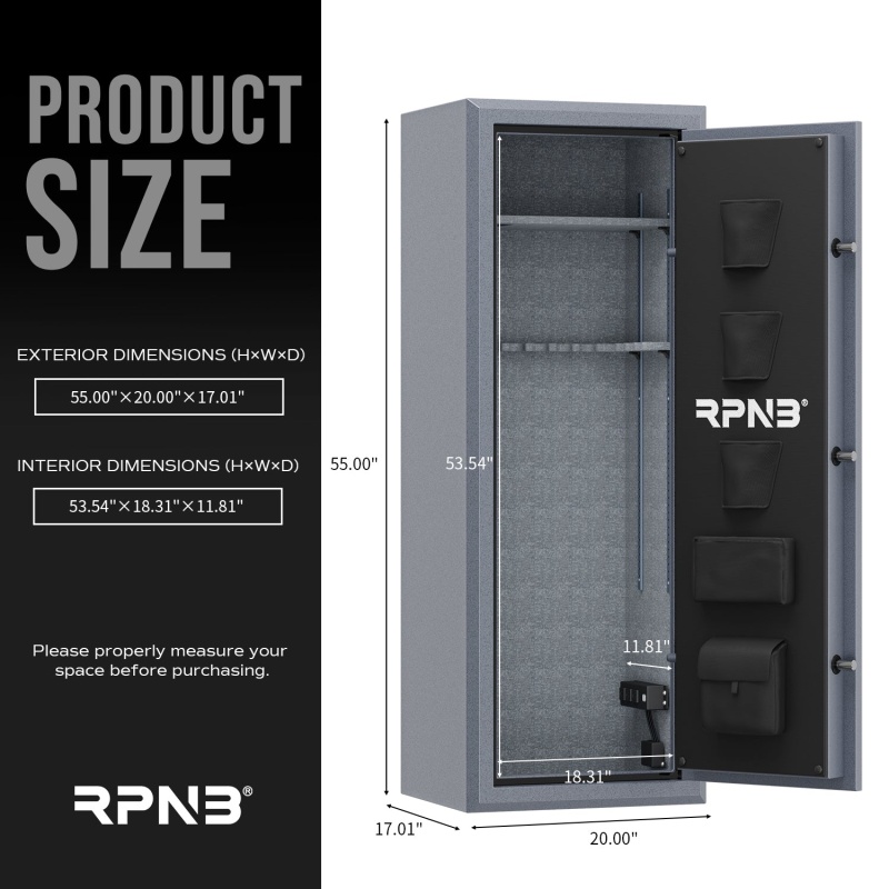 RPNB RPFS14-G 14 Gun Fireproof Biometric Gun Safe Grey - Image 5