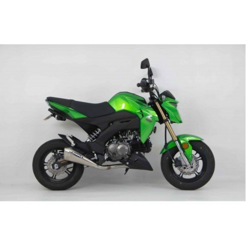 Hindle Stainless EVO Megaphone Full Exhaust System - Kawasaki Z125 Pro (ALL YEARS) - Image 2