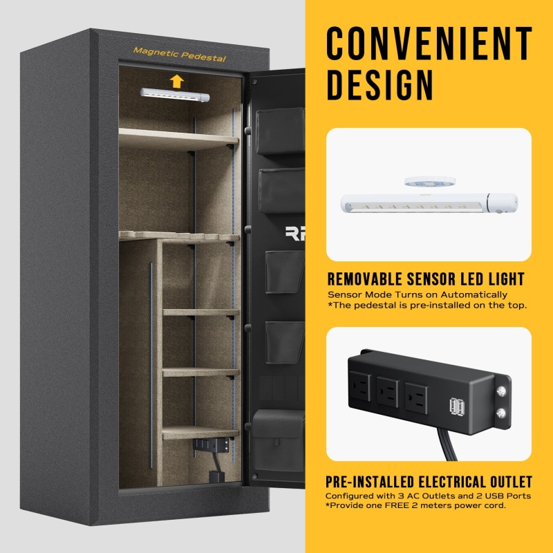 RPNB RPFS24-B 24 Gun Fireproof Biometric Gun Safe Black - Image 4