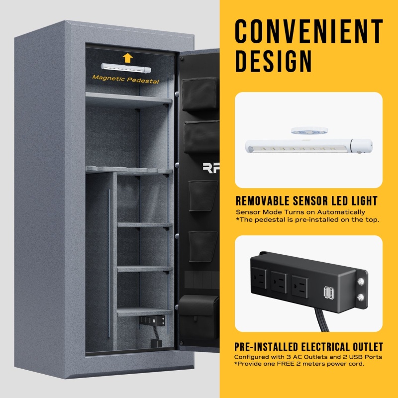 RPNB RPFS24-G 24 Gun Fireproof Biometric Gun Safe Grey - Image 4