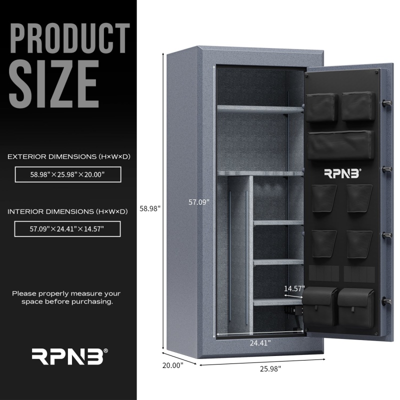 RPNB RPFS24-G 24 Gun Fireproof Biometric Gun Safe Grey - Image 7