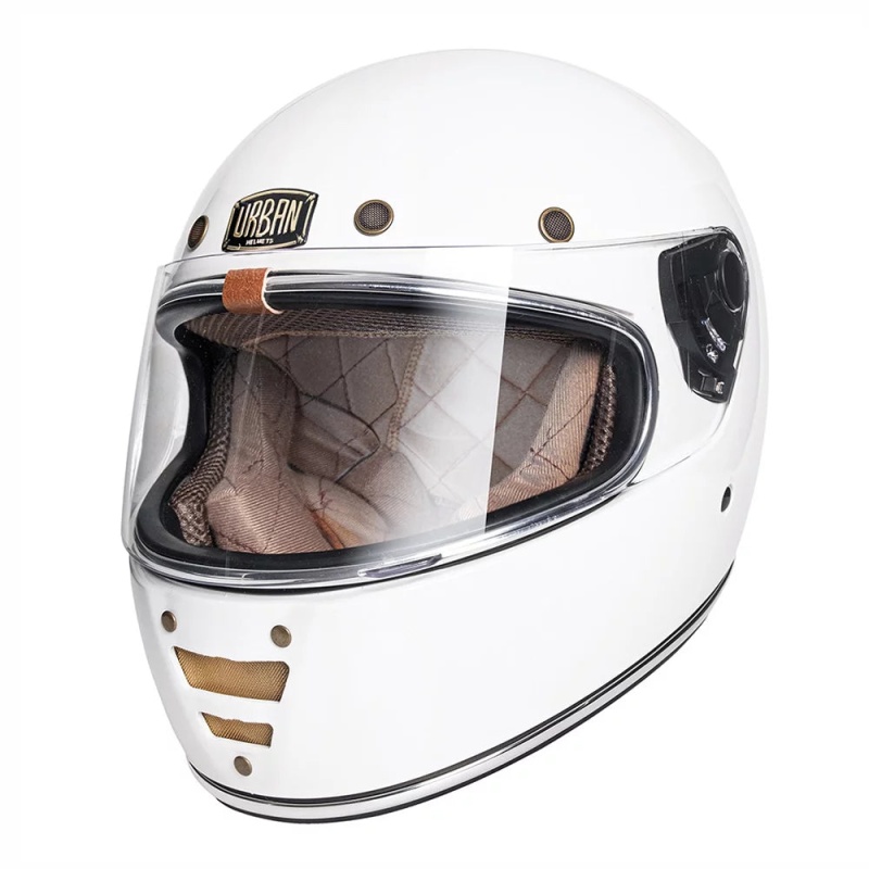 Urban Full Face Helmet Cafe Racer White - Image 3