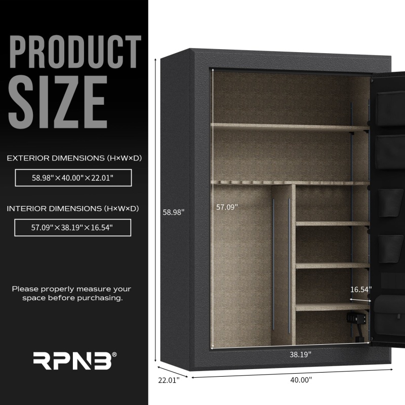 RPNB RPFS45-B 45 Gun Fireproof Biometric Gun Safe Black - Image 7