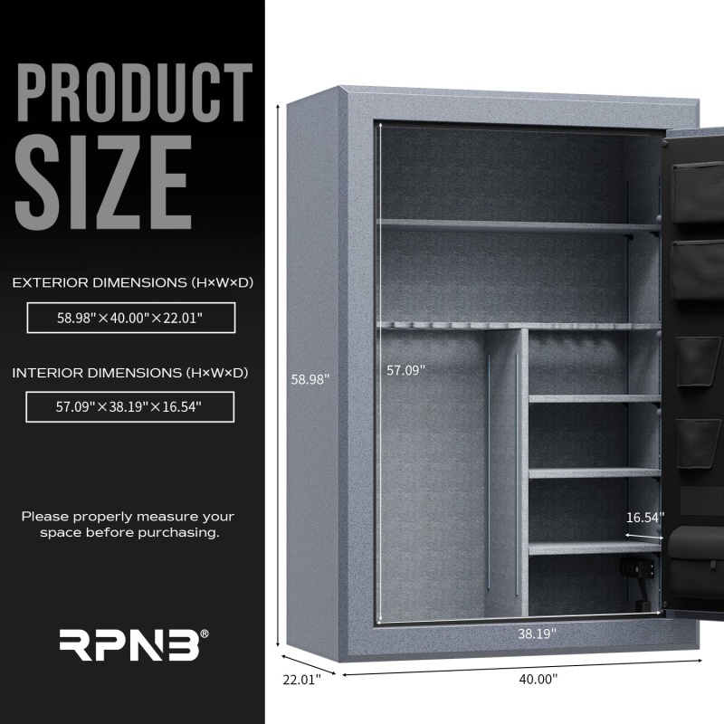 RPNB RPFS45-G 45 Gun Fireproof Biometric Gun Safe Grey - Image 7