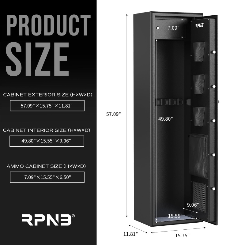 RPNB RP7FR Biometric Large 7 Gun Cabinet with Electronic Digital Lock - Image 4