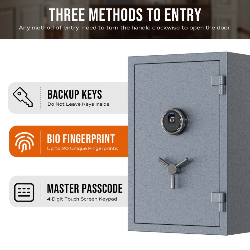 RPNB RPFS66G Grey Large Biometric Fireproof Safe with Touch Screen Keypad - Image 5