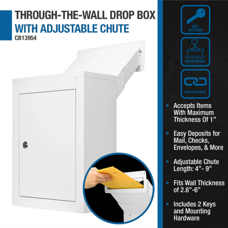 Barska CB13954 Through-The-Wall Drop Box with Adjustable Chute - Image 9