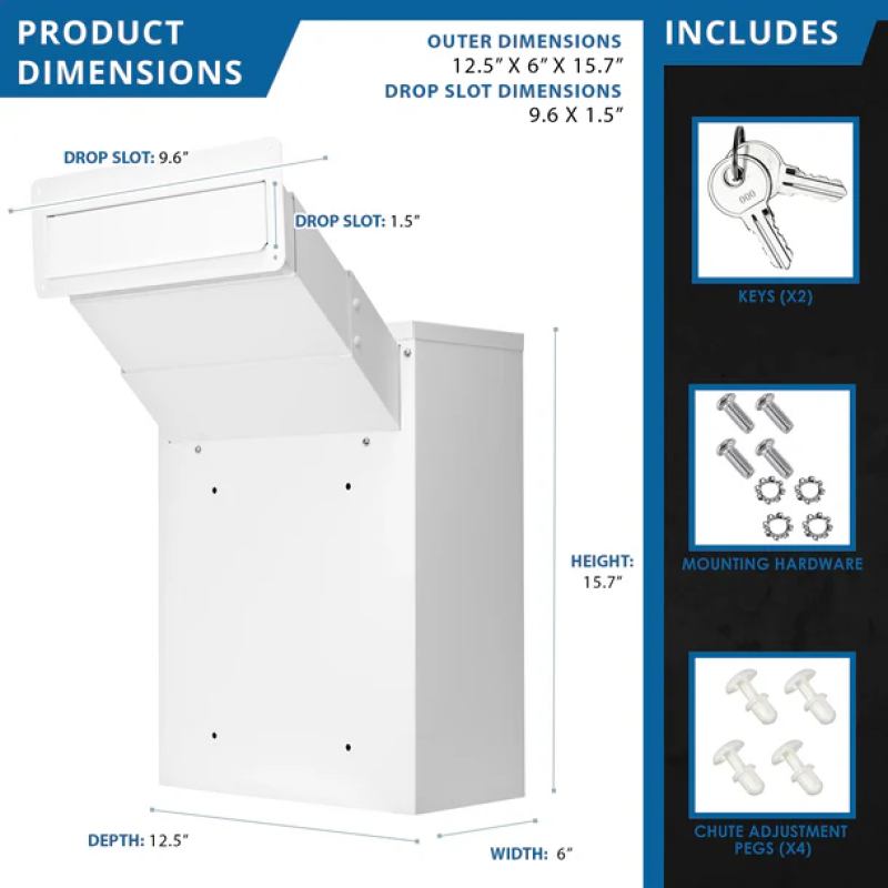 Barska CB13954 Through-The-Wall Drop Box with Adjustable Chute - Image 8