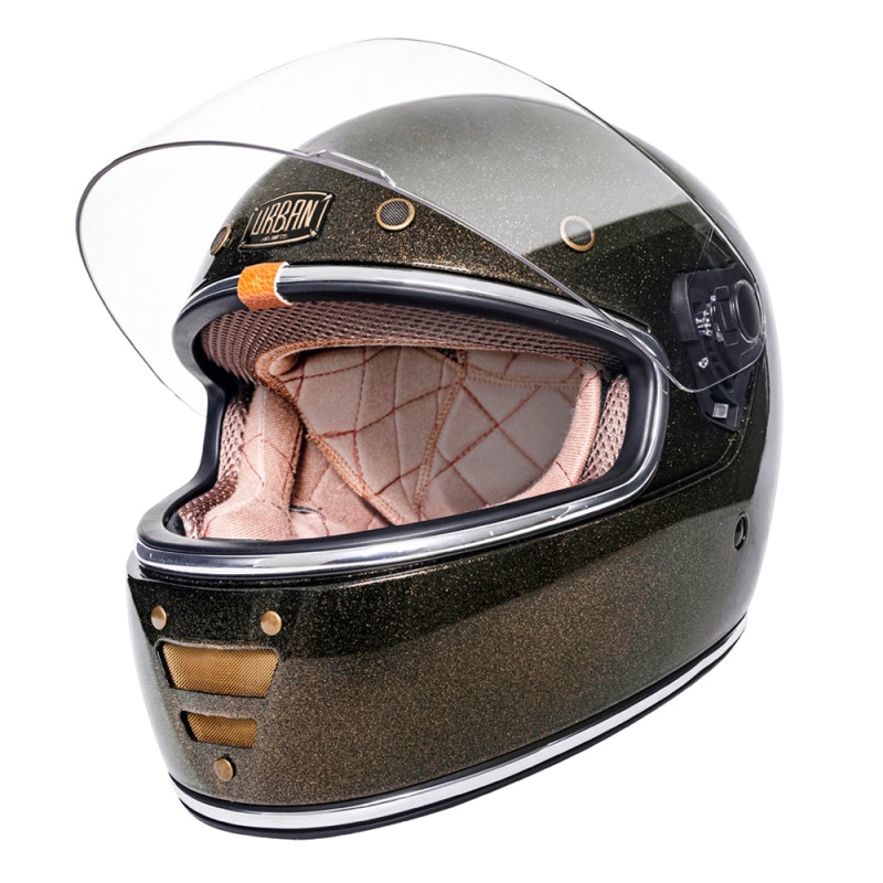 Urban Full Face Helmet Cafe Racer Dark Gold Flake - Image 2