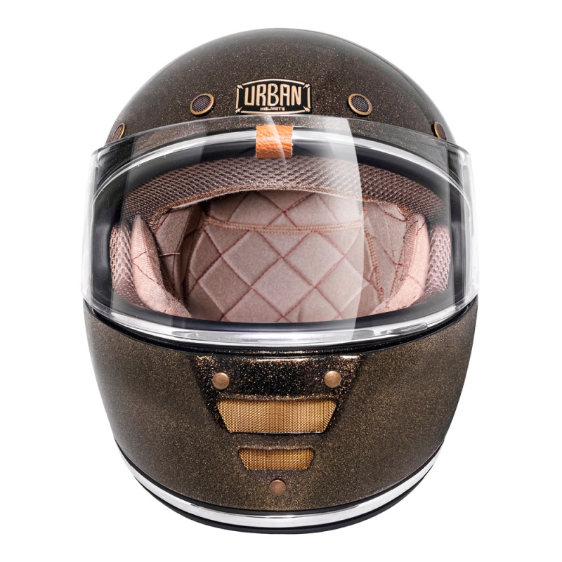 Urban Full Face Helmet Cafe Racer Dark Gold Flake - Image 3