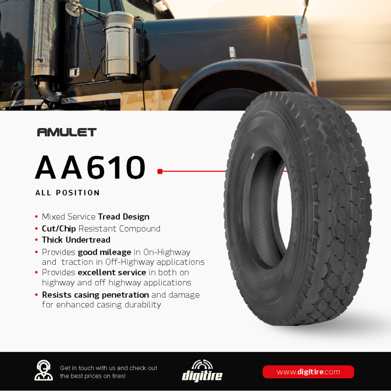 Tire 315/80R22.5 Amulet AA610 Mixed Service 20 Ply L 156/153 - Image 2