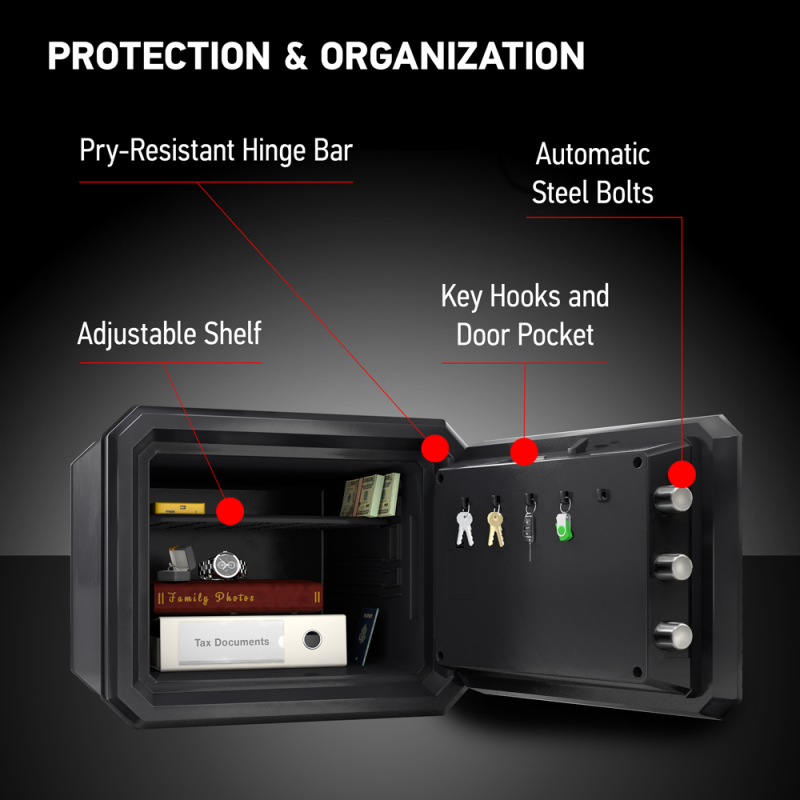 SentrySafe FPW082KSB Fireproof & Waterproof Safe with Dial Combination & Override Key - Image 4