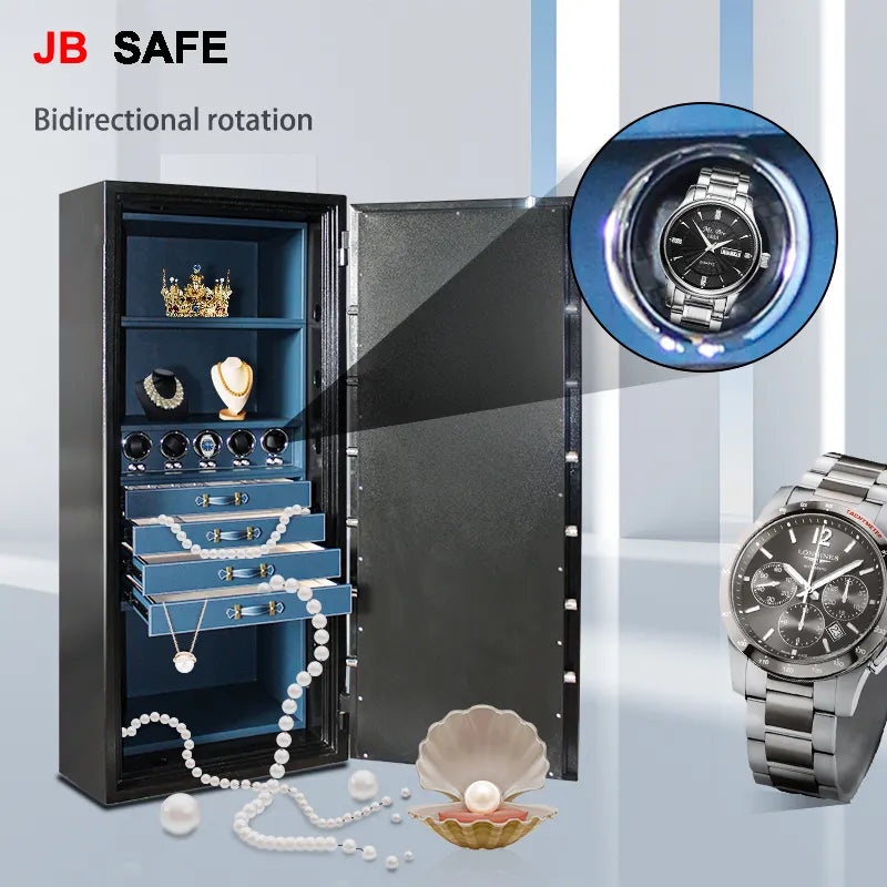 JB Large Watch Winder & Jewelry Safe Fireproof 4 Jewelry Drawers & 5 Watch Winders - Image 8