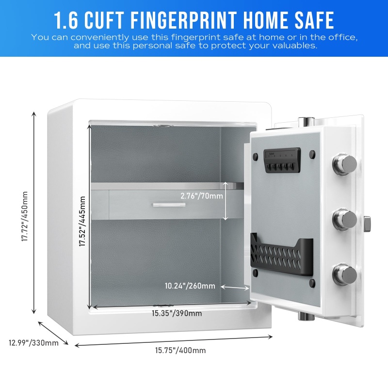 RPNB RPHS45W Smart Touch Screen Biometric Fingerprint Security Safe White - Image 4