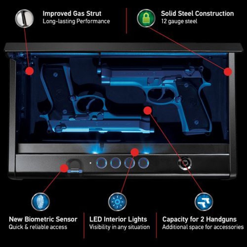 SentrySafe QAP2BLX Quick Access Biometric Pistol Safe with Interior Light - Image 2