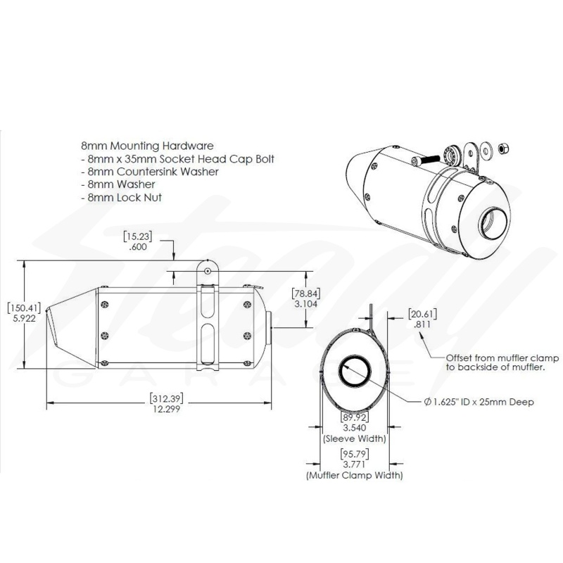 Builders Series Yoshimura RS-3 Carbon Fiber Mini Bike Muffler Kit - Universal/Replacement - Image 6