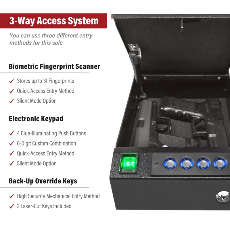 Stealth Top Vault TV1 Quick Access Biometric Pistol Safe - Image 10