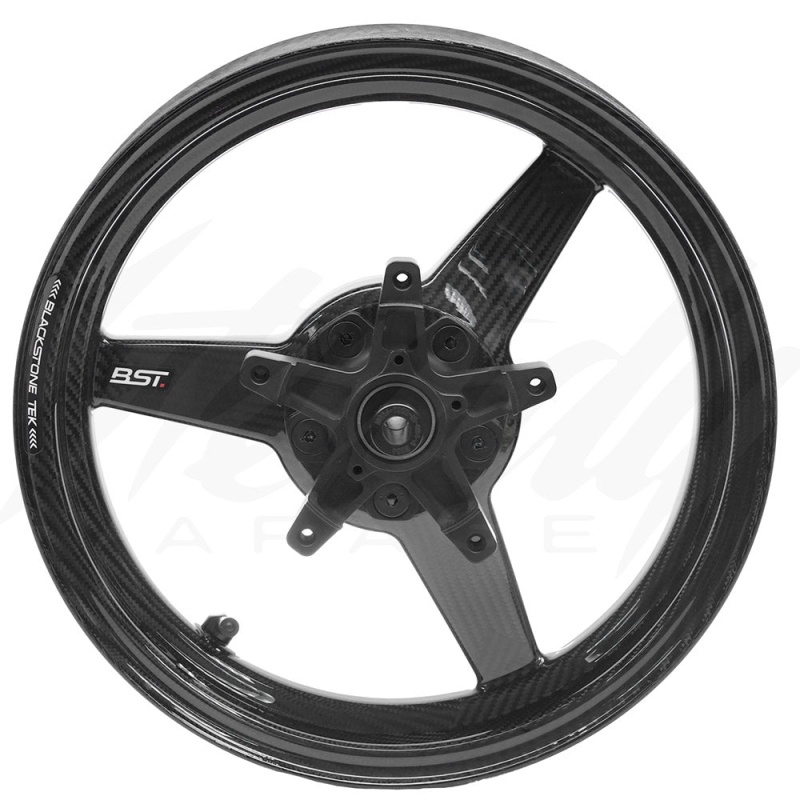 BST Carbon Fiber Honda Grom Rim Set - 3.5" Wide Rear  (ABS) (5 Bolt) (WHITE LOGO) - Image 4