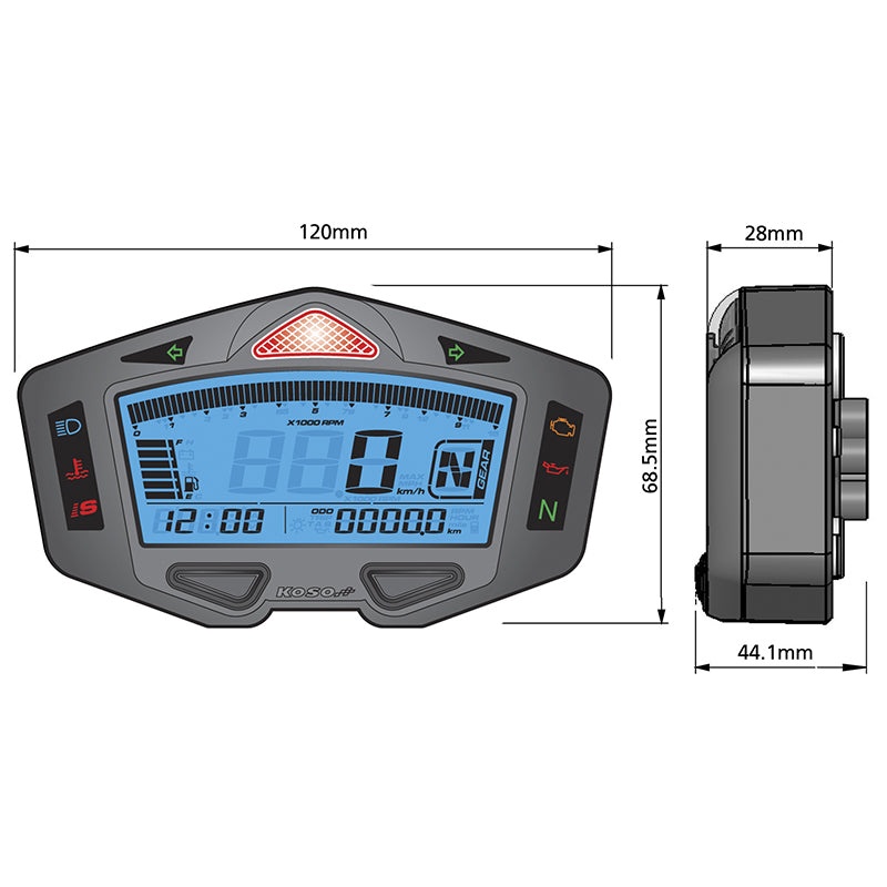 KOSO DB-03R Mini Digital Speedometer Gauge Kit Honda Grom 125 (2014-2020) - Image 6