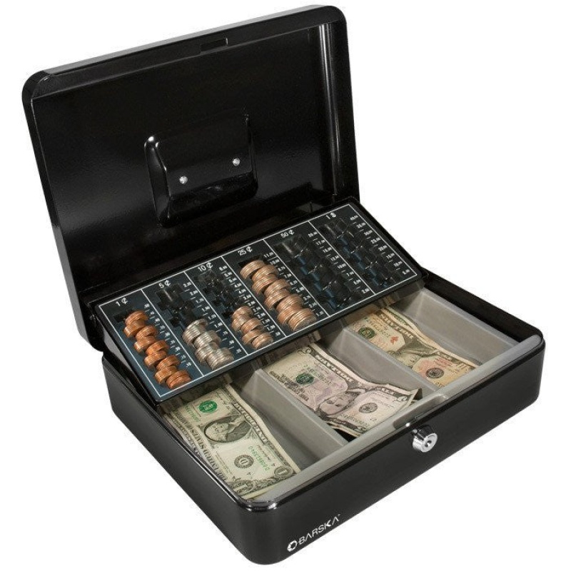 Barska CB11790 Key Lock Cash Box With Coin Tray - Image 2