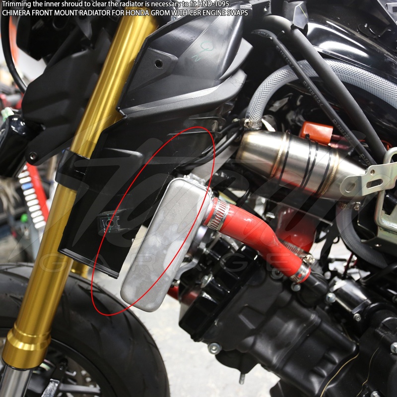 Chimera Front Mount Radiator for Honda Grom (2014-2020) with CBR Engine Swaps - Image 4