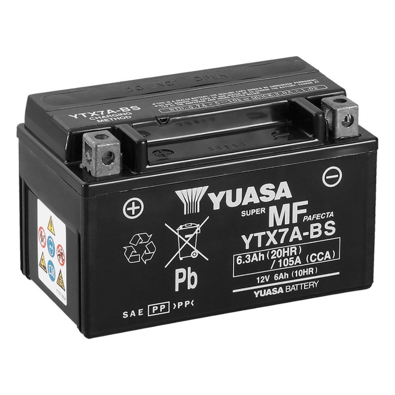 YUASA YTX7A-BS AGM MAINTENANCE FREE BATTERY - 12V 7AH (105 CCA) - Image 2