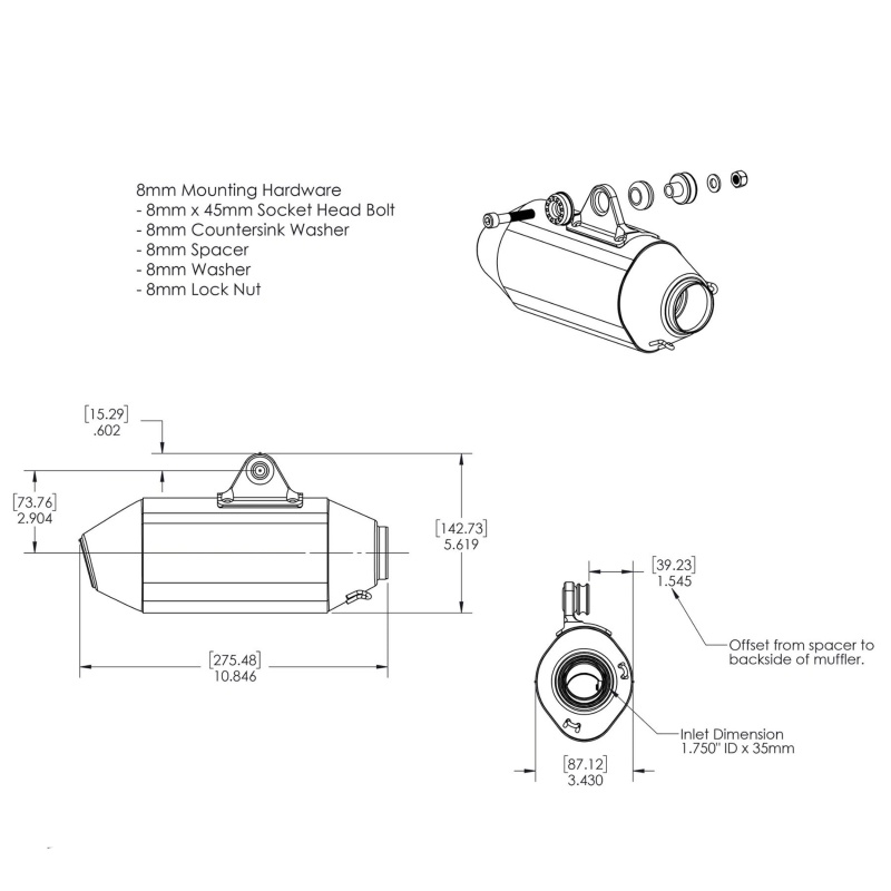 Builders Series Yoshimura RS-2 Mini Bike Muffler Kit - Universal/Replacement - Image 3