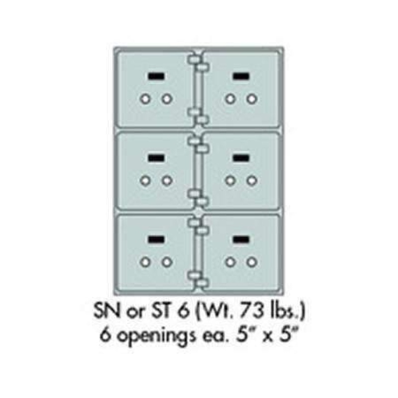 SafeandVaultStore SN-6 Safe Deposit Boxes 6 - 5" x 5" Openings