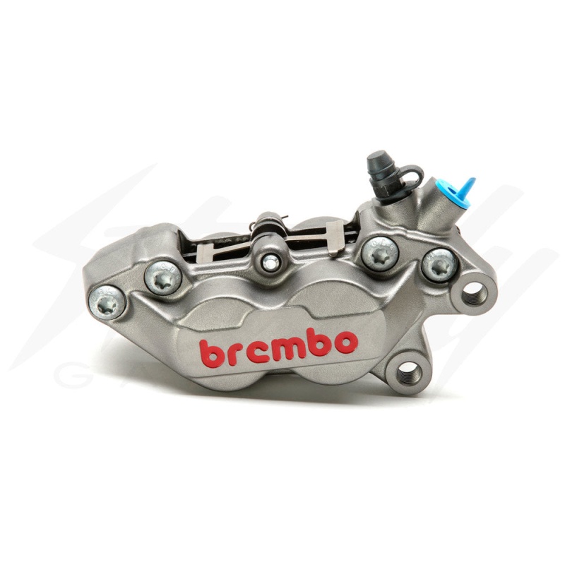 Brembo 4 Piston 4P Brake Caliper Right Side - Titanium with Red Brembo Logo