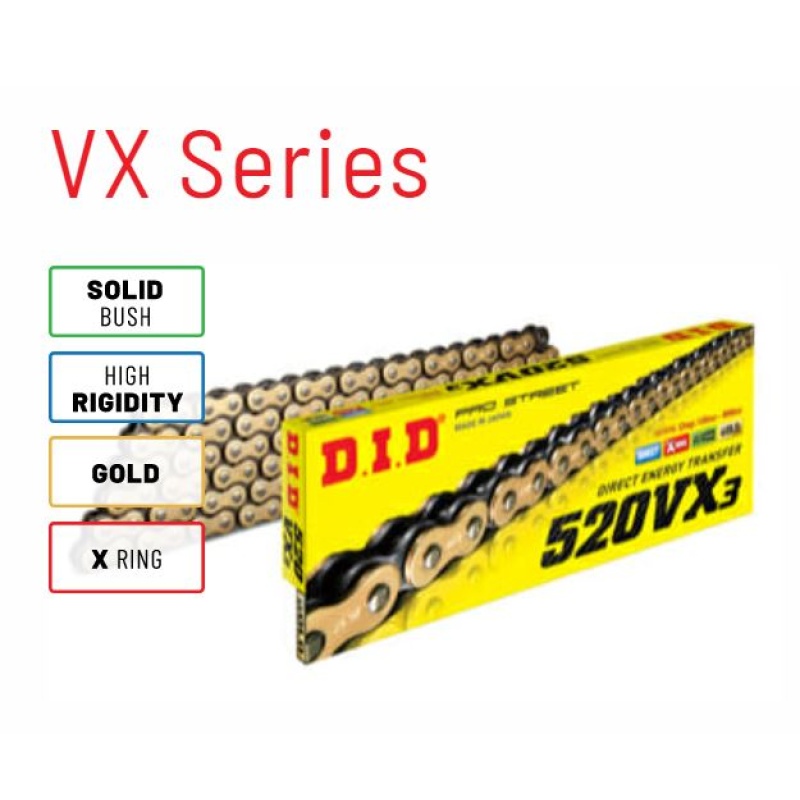 DID 520VX3 X-Ring Gold Chain - 130 Link