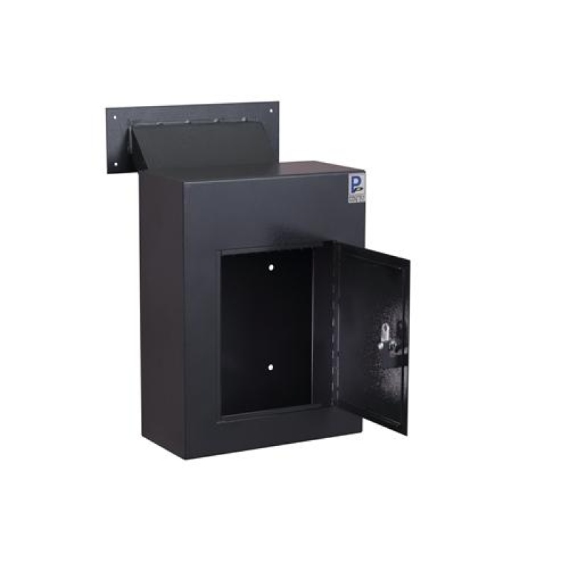 Protex WDC-160-Black Wall-Mount Locking Drop Box with Chute - Image 2