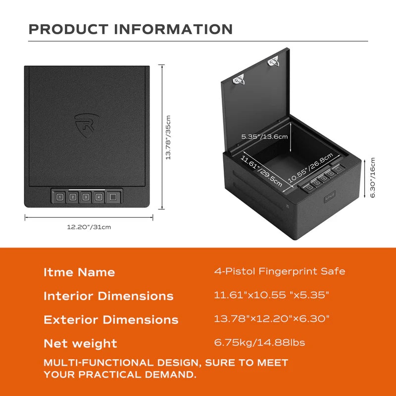 RPNB RP2016 Biometric High Capacity Four Handgun Safe - Image 3