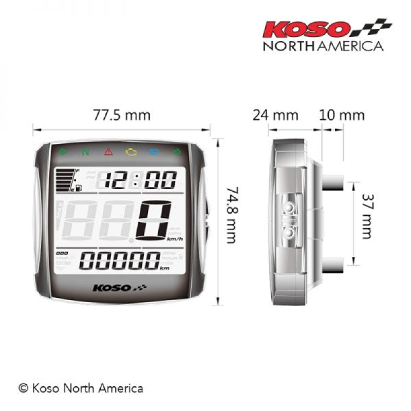 Koso XR-01S Multifunction Electronic Universal Speedometer Computer Gauge - Image 3