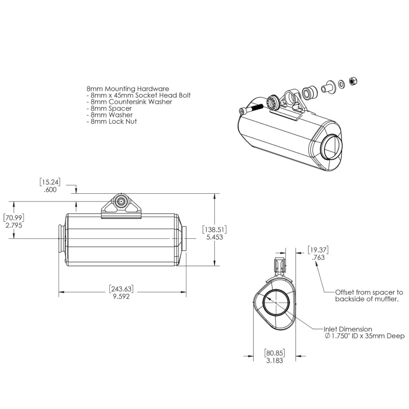 Builders Series Yoshimura TRS Mini Bike Muffler Kit - Universal/Replacement - Image 5